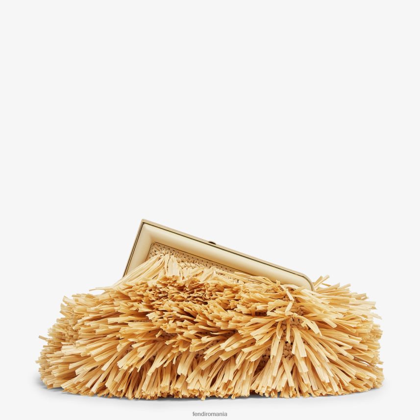 geanta cu franjuri din rafie naturala bej Fendi femei accesorii 86084L671