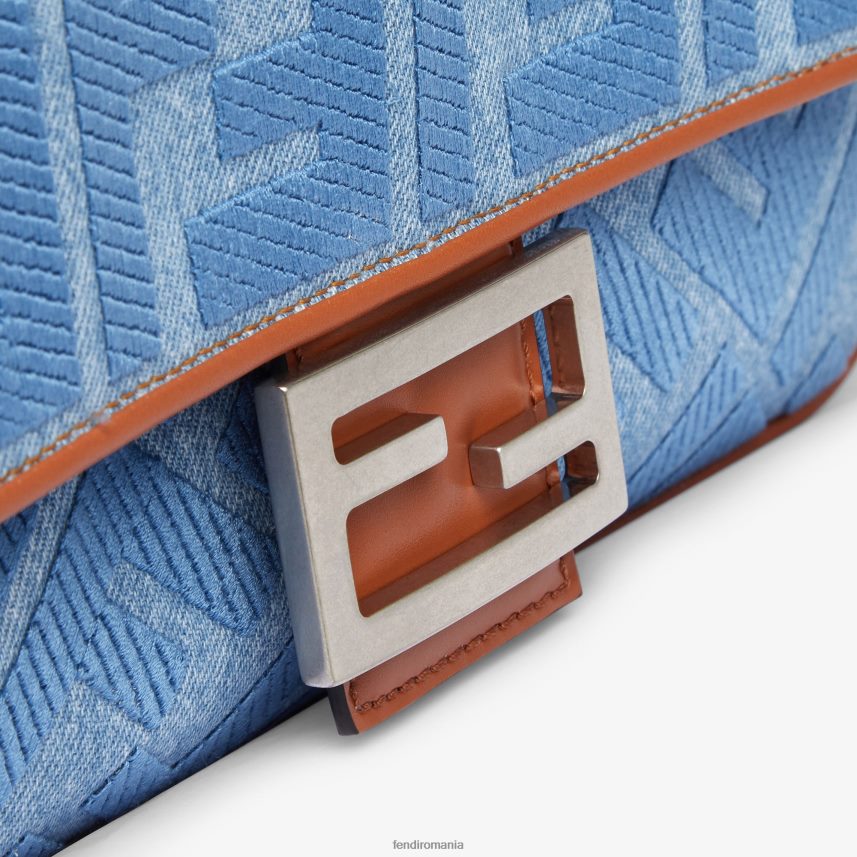 geanta denim cu broderie ff albastru deschis Fendi femei accesorii 86084L626