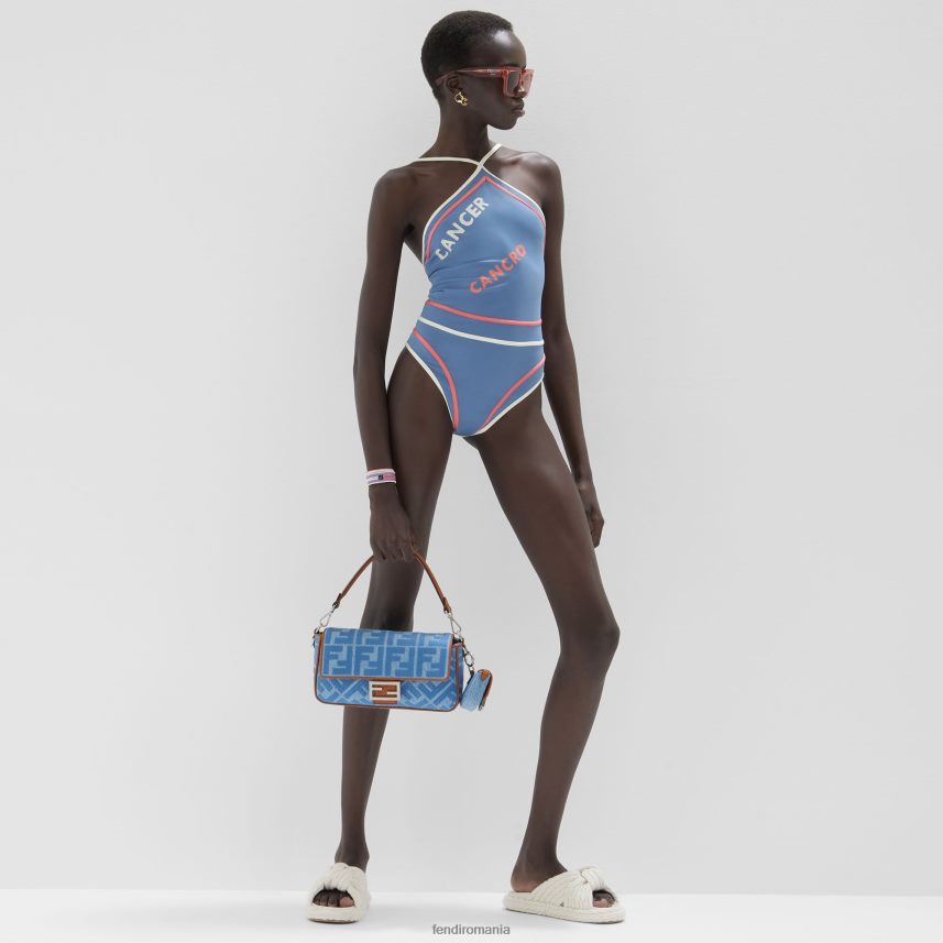 geanta denim cu broderie ff albastru deschis Fendi femei accesorii 86084L626