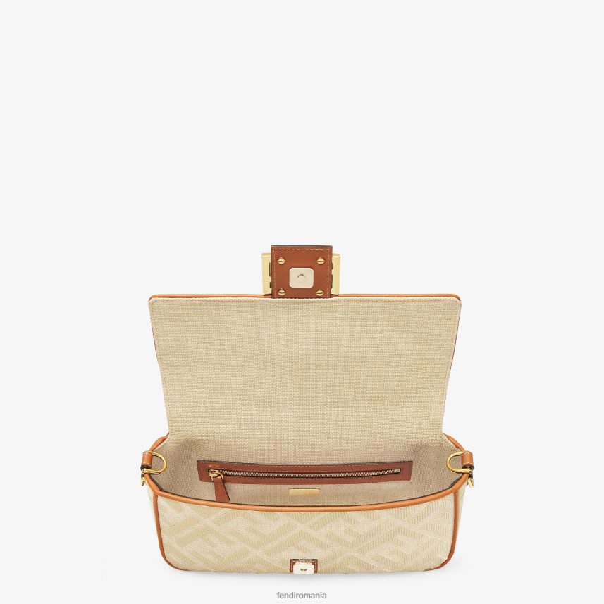 geanta din paie naturala cu broderie ff bej Fendi femei accesorii 86084L565