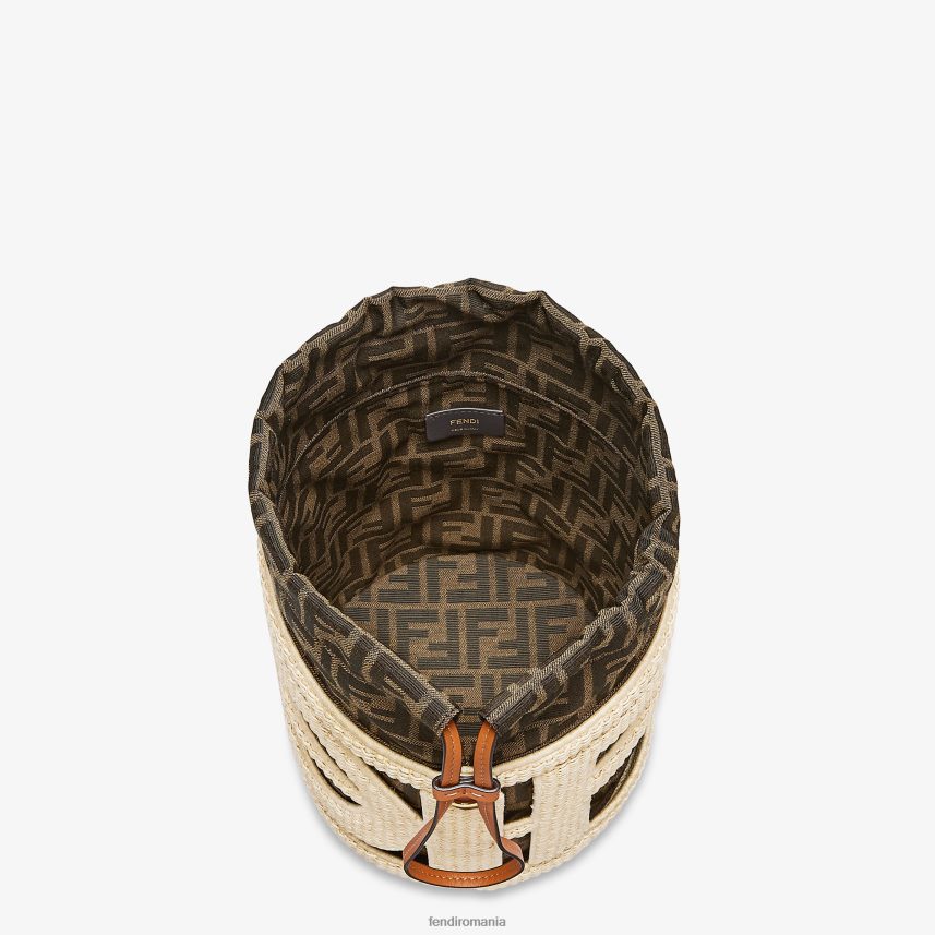 geanta din paie naturala si stofa ff bej Fendi femei accesorii 86084L604