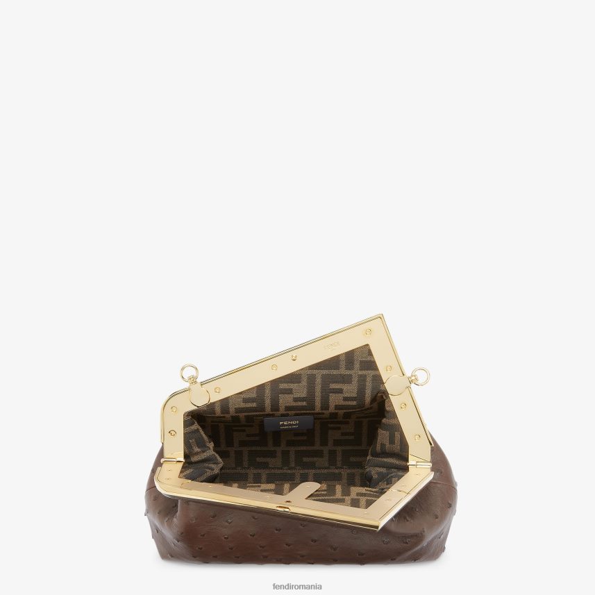 geanta din piele de strut maro Fendi femei accesorii 86084L789
