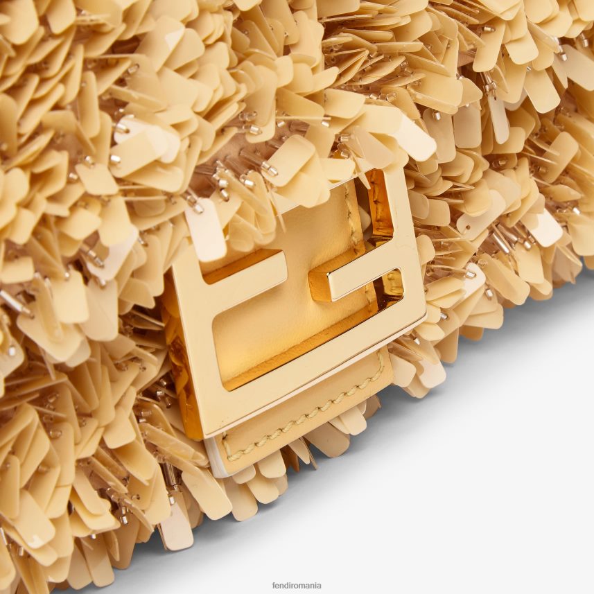 geanta din piele nisip si paiete bej Fendi femei accesorii 86084L672