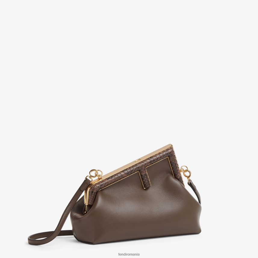 geanta din piele si piton maro Fendi femei accesorii 86084L765