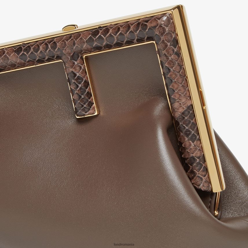 geanta din piele si piton maro Fendi femei accesorii 86084L765