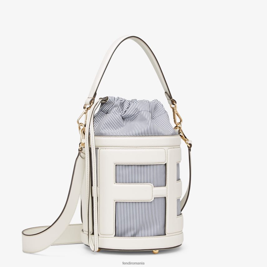 geanta din piele si stofa cu dungi alb Fendi femei accesorii 86084L615