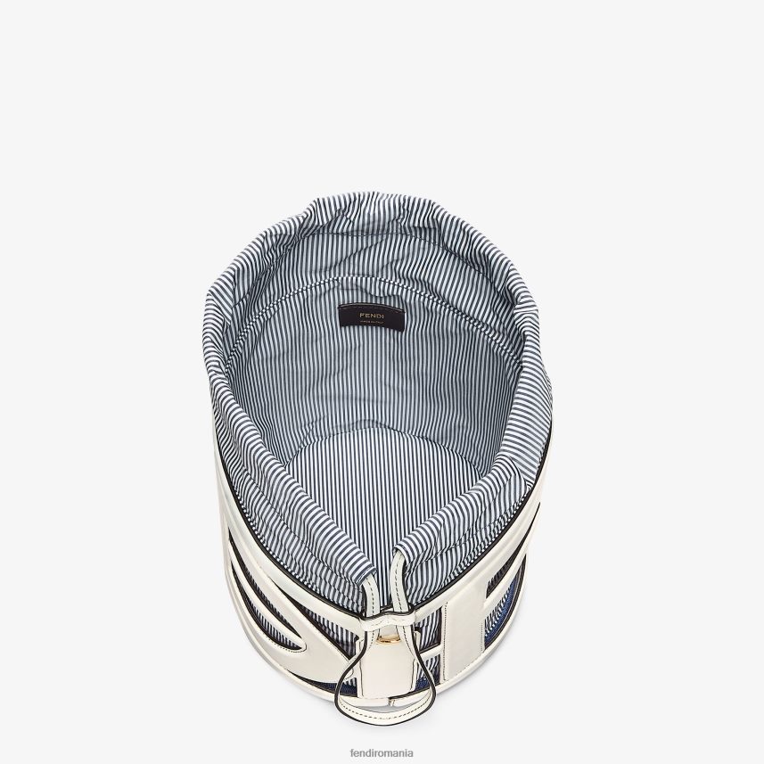 geanta din piele si stofa cu dungi alb Fendi femei accesorii 86084L615