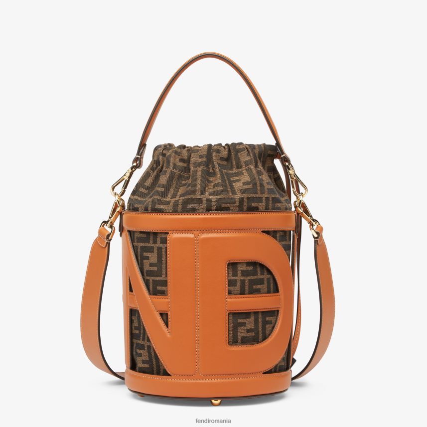 geanta din piele si stofa ff maro Fendi femei accesorii 86084L623