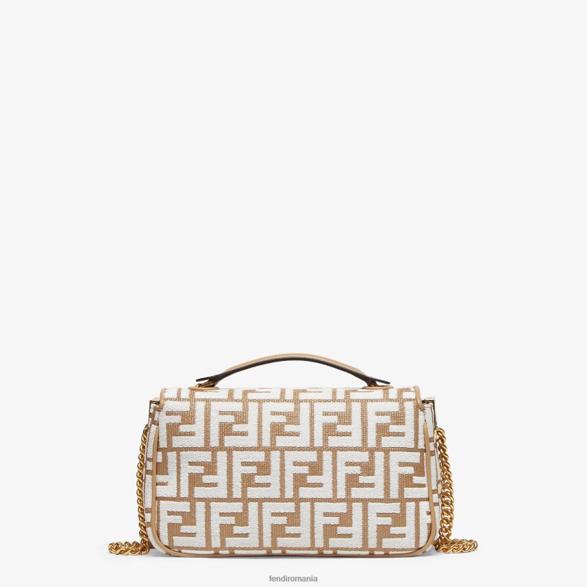 geanta din rafie cu tesatura tapiserie ff motiv alb Fendi femei accesorii 86084L597