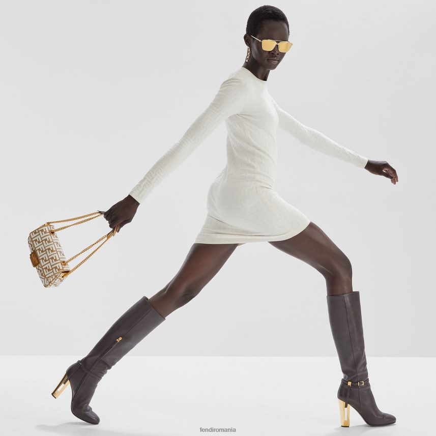 geanta din rafie cu tesatura tapiserie ff motiv alb Fendi femei accesorii 86084L597