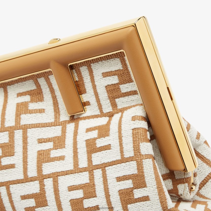 geanta din rafie cu tesatura tapiserie ff motiv alb Fendi femei accesorii 86084L598