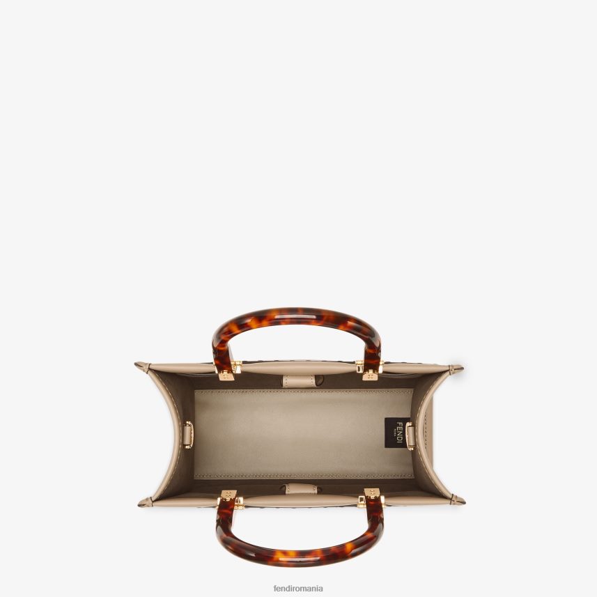 geanta shopper din piele de porumbel cu broderie florala gri Fendi femei accesorii 86084L656