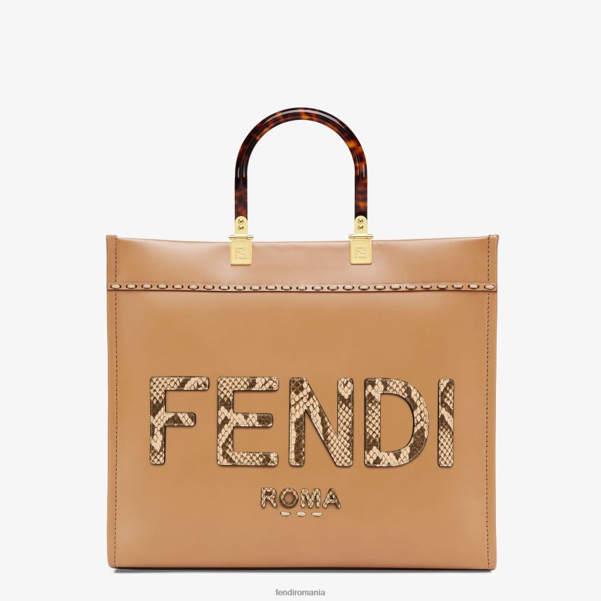 geanta shopper din piele si elaphe maro Fendi femei accesorii 86084L879