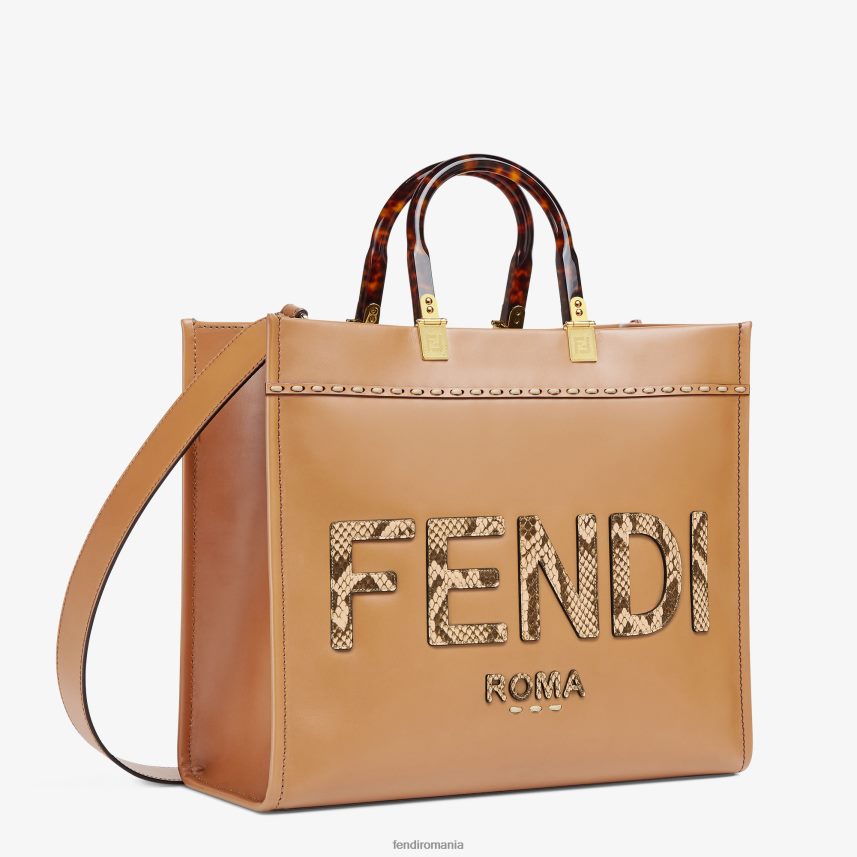 geanta shopper din piele si elaphe maro Fendi femei accesorii 86084L879