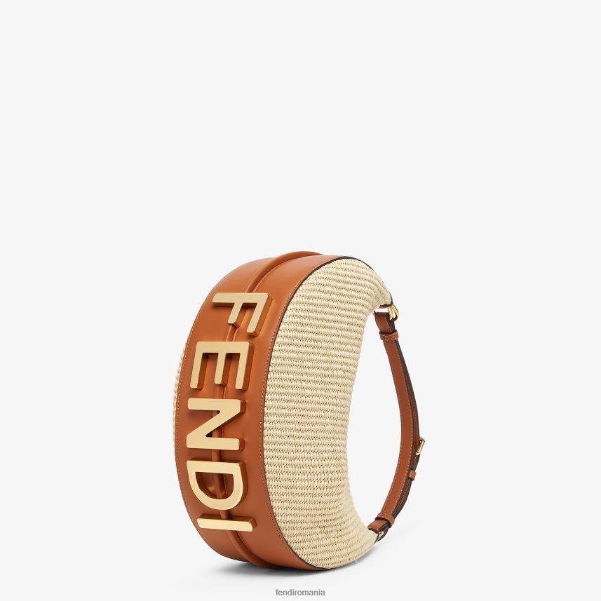 pungă de paie naturală bej Fendi femei accesorii 86084L564