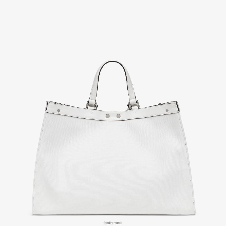 shopper din panza cu broderie ff alb Fendi femei accesorii 86084L688
