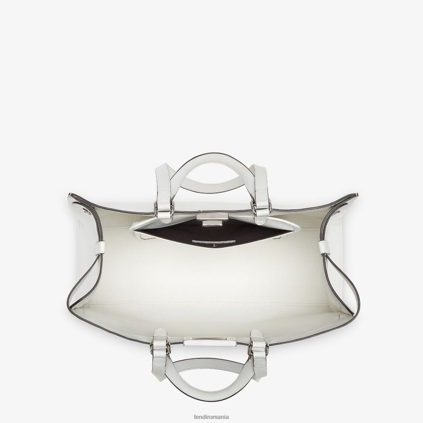 shopper din panza cu broderie ff alb Fendi femei accesorii 86084L688