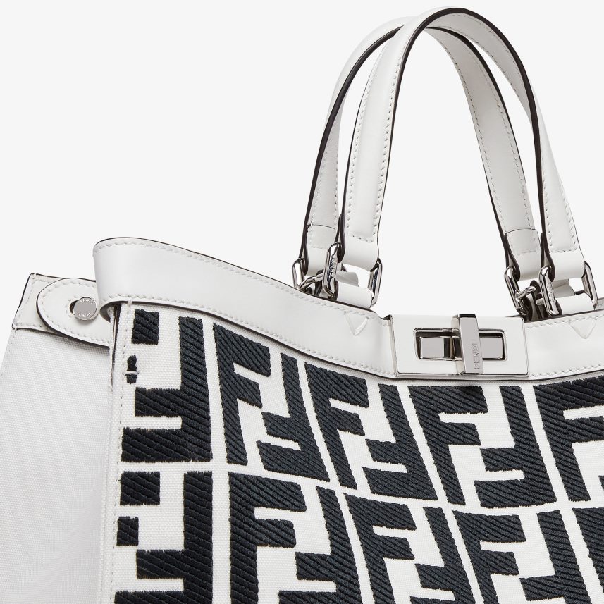 shopper din panza cu broderie ff alb Fendi femei accesorii 86084L688