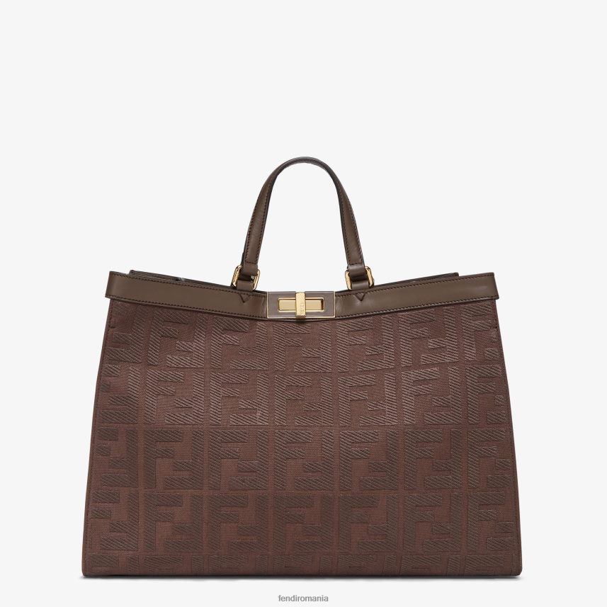 shopper din panza cu broderie ff maro Fendi femei accesorii 86084L754