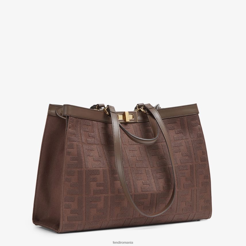 shopper din panza cu broderie ff maro Fendi femei accesorii 86084L754