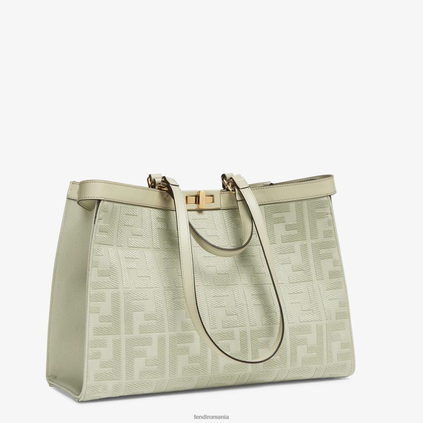 shopper din panza cu broderie ff verde Fendi femei accesorii 86084L720