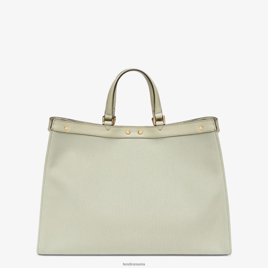 shopper din panza cu broderie ff verde Fendi femei accesorii 86084L720