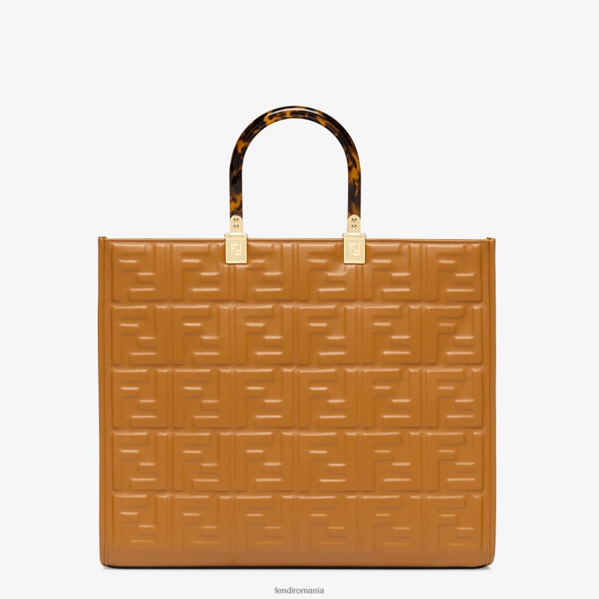 shopper din piele cu motiv ff maro Fendi femei accesorii 86084L758