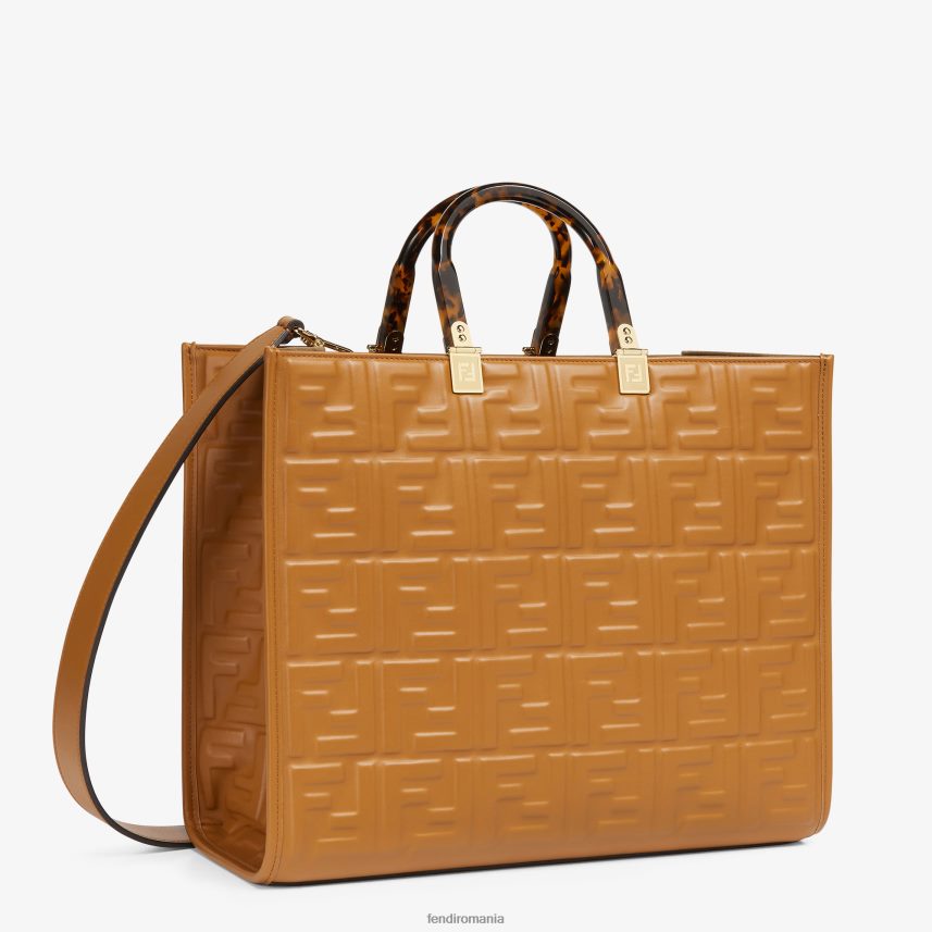 shopper din piele cu motiv ff maro Fendi femei accesorii 86084L758