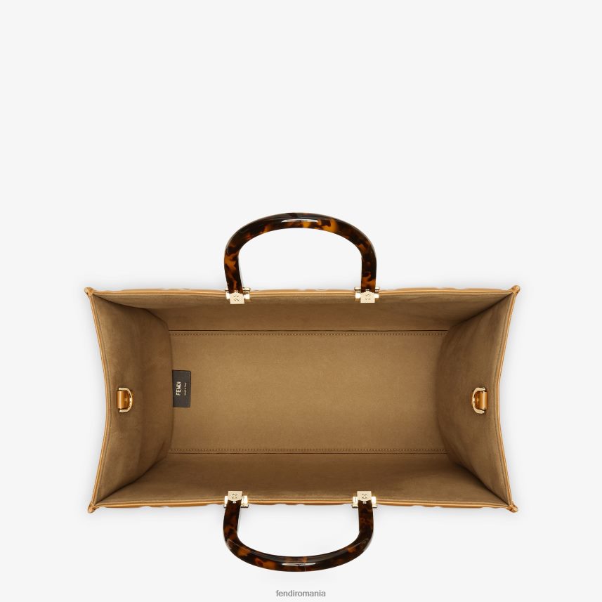 shopper din piele cu motiv ff maro Fendi femei accesorii 86084L758