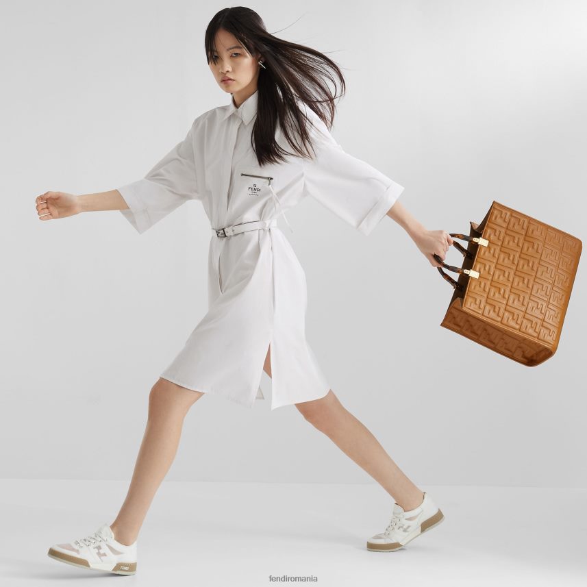 shopper din piele cu motiv ff maro Fendi femei accesorii 86084L758