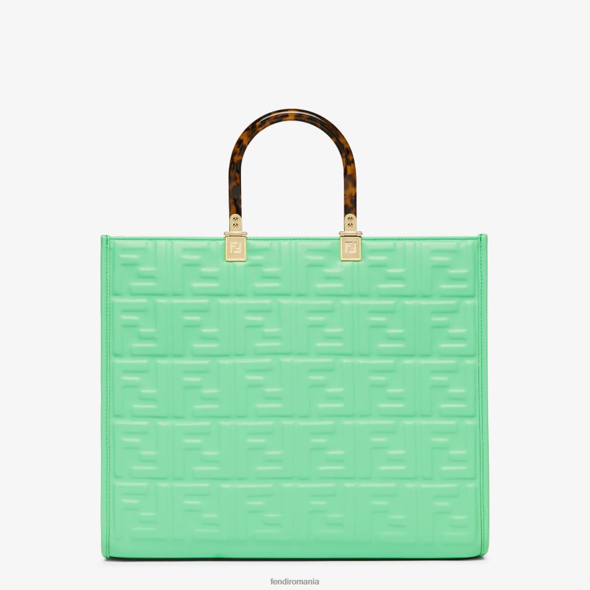shopper din piele cu motiv ff verde Fendi femei accesorii 86084L728