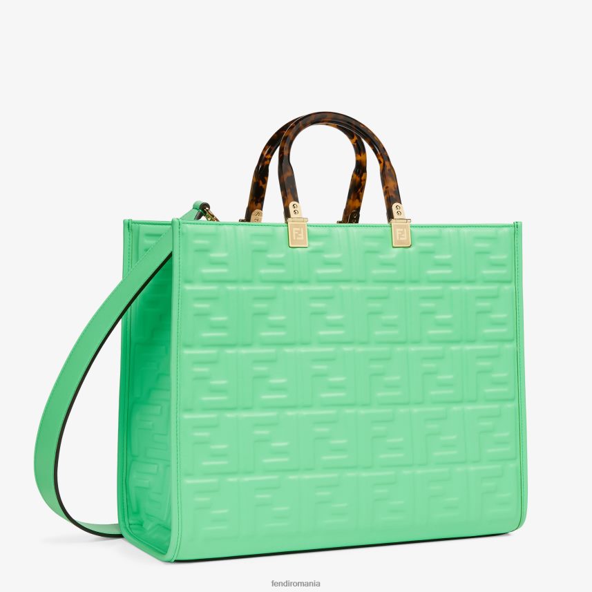 shopper din piele cu motiv ff verde Fendi femei accesorii 86084L728