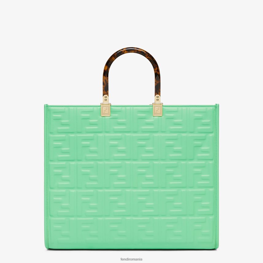 shopper din piele cu motiv ff verde Fendi femei accesorii 86084L728