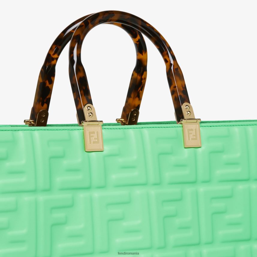 shopper din piele cu motiv ff verde Fendi femei accesorii 86084L728