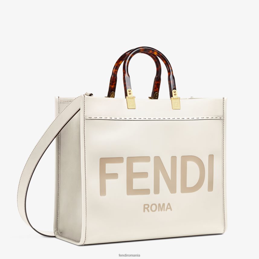 shopper sunshine mediu din piele alb Fendi femei accesorii 86084L643