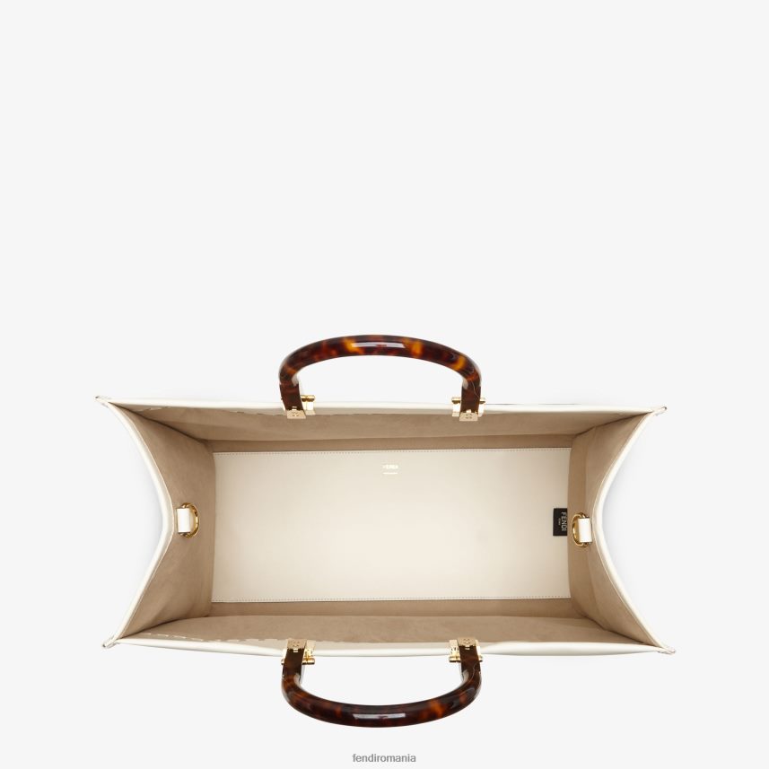 shopper sunshine mediu din piele alb Fendi femei accesorii 86084L643