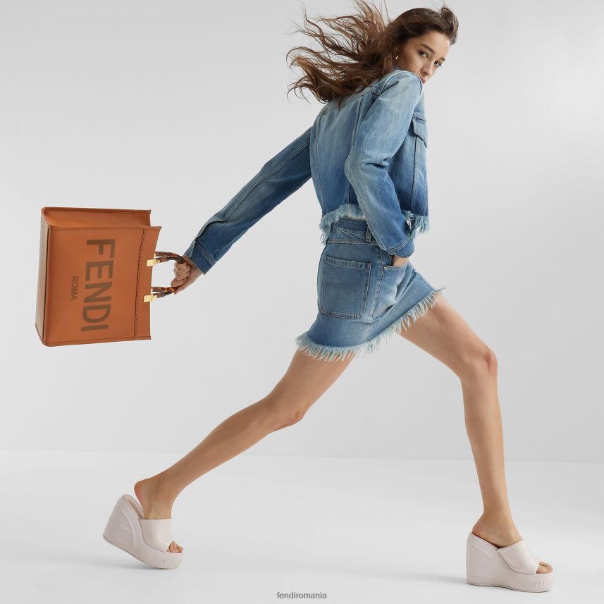 shopper sunshine mediu din piele maro Fendi femei accesorii 86084L523