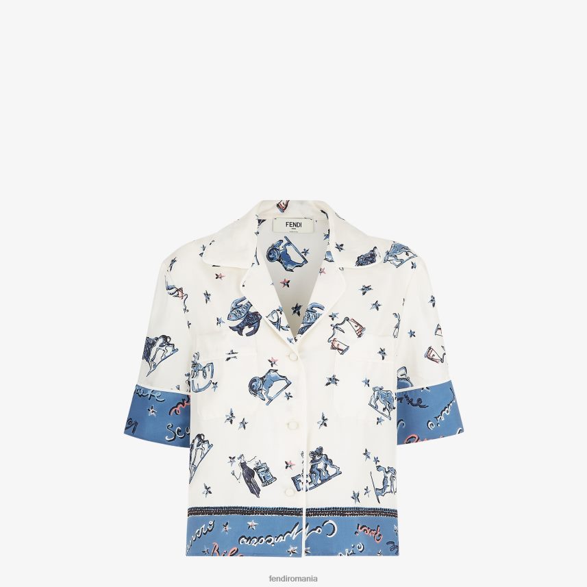 cămașă de mătase albastru Fendi femei îmbrăcăminte 86084L982