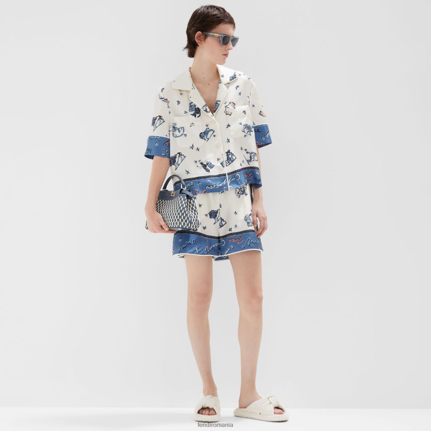 cămașă de mătase albastru Fendi femei îmbrăcăminte 86084L982