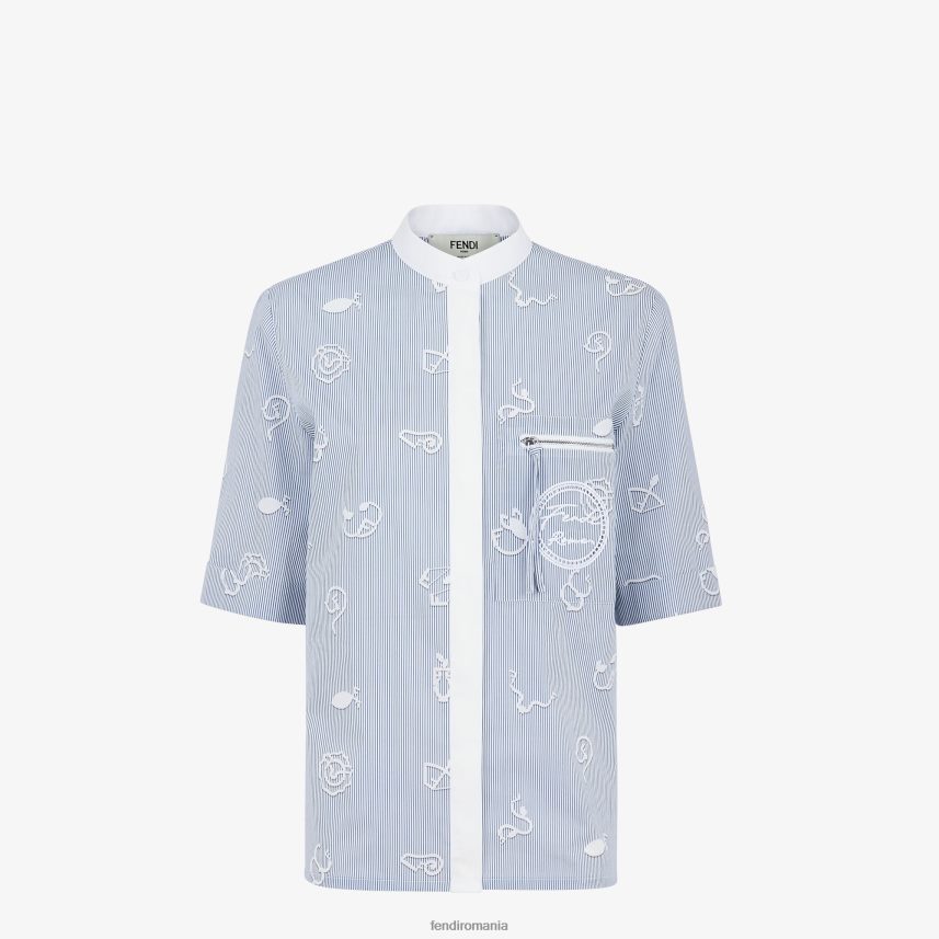 cămașă din bumbac albastru Fendi femei îmbrăcăminte 86084L1045