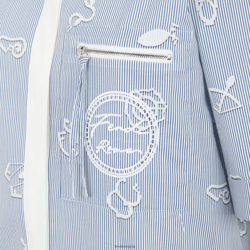 cămașă din bumbac albastru Fendi femei îmbrăcăminte 86084L1045