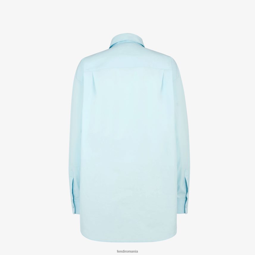 cămașă din bumbac albastru deschis Fendi femei îmbrăcăminte 86084L966