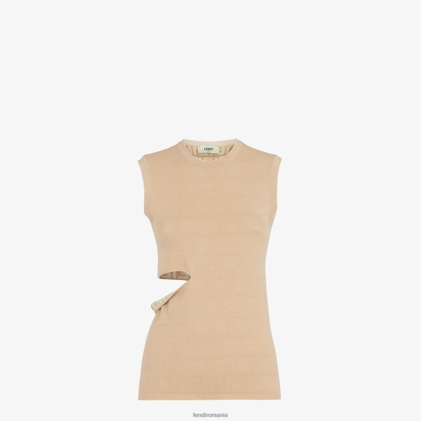 top de lana bej Fendi femei îmbrăcăminte 86084L1080