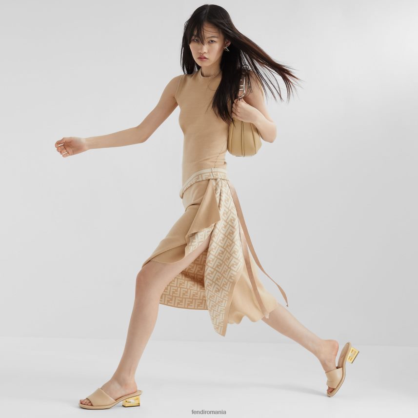 top de lana bej Fendi femei îmbrăcăminte 86084L1080