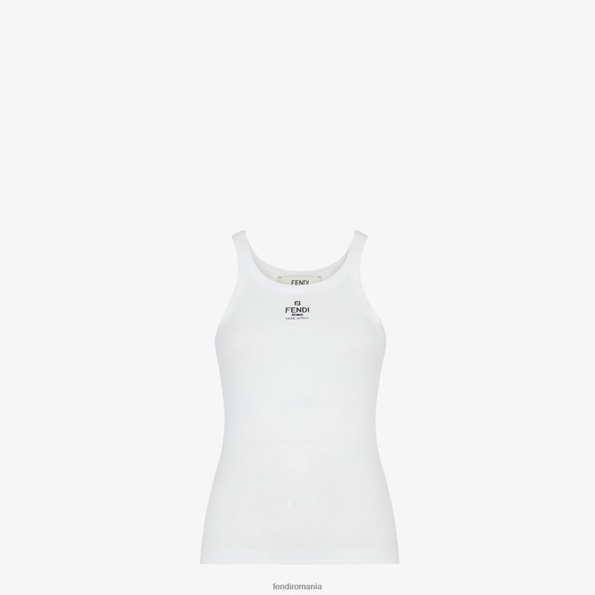 top din bumbac alb Fendi femei îmbrăcăminte 86084L928