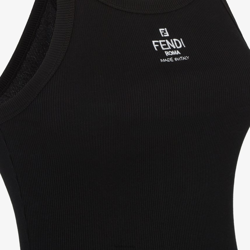 top din bumbac negru Fendi femei îmbrăcăminte 86084L929