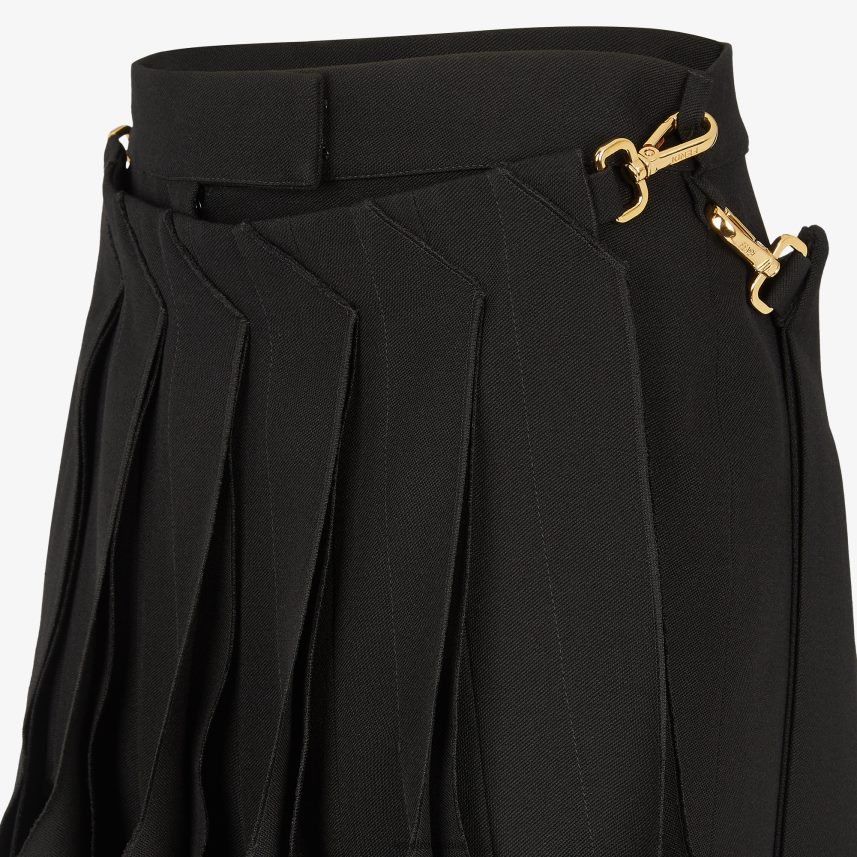 fustă de lână grain de poudre negru Fendi femei îmbrăcăminte 86084L1002