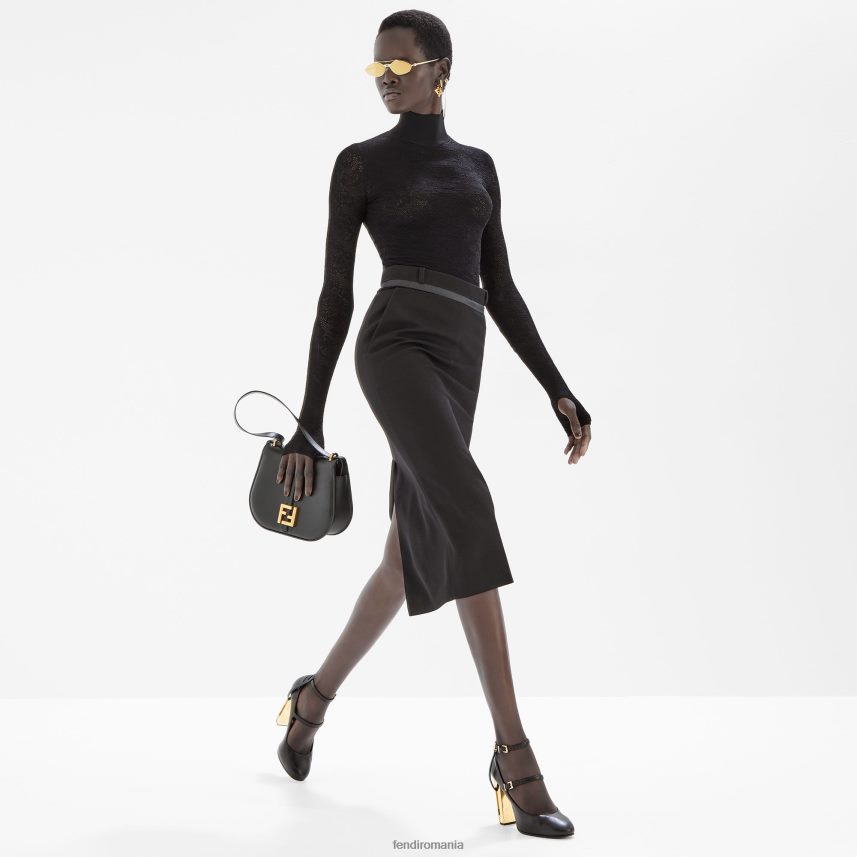 fustă de lână grain de poudre negru Fendi femei îmbrăcăminte 86084L1010
