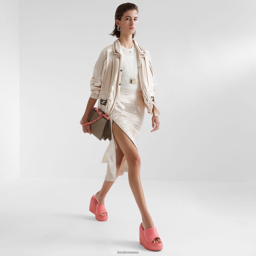 fusta din gabardina din satin si lana bej Fendi femei îmbrăcăminte 86084L1123