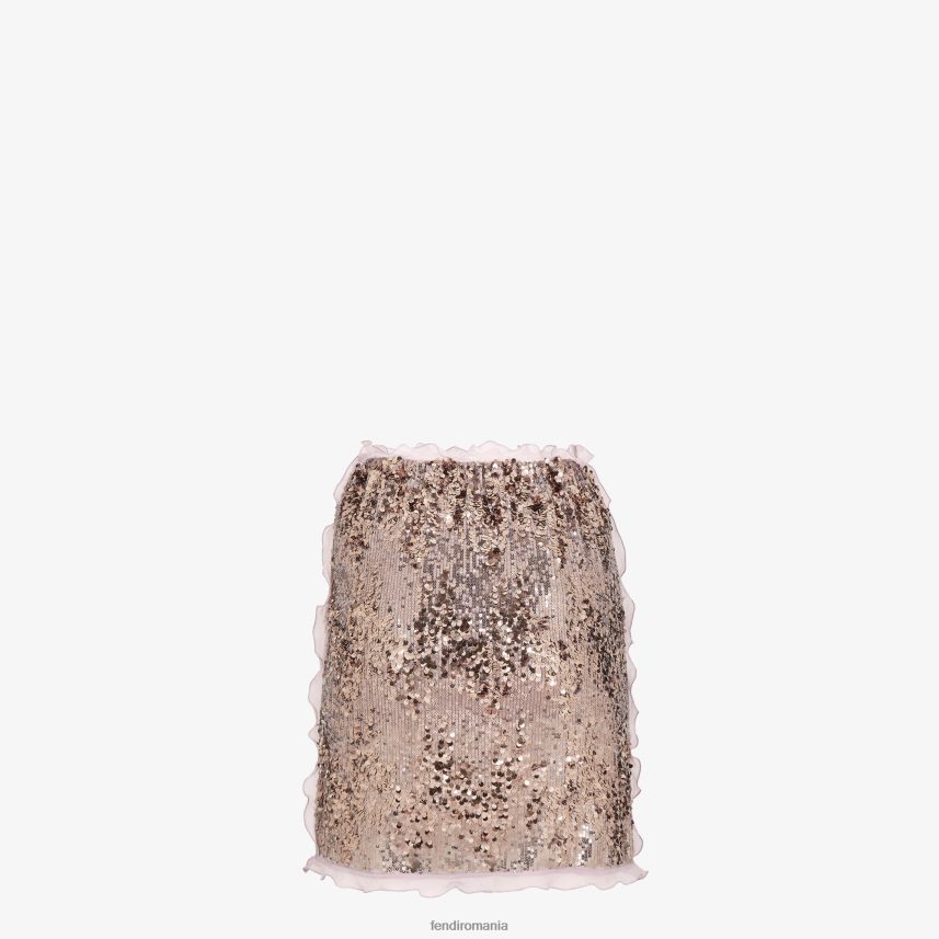 fusta mini cu broderie de paiete liliac Violet Fendi femei îmbrăcăminte 86084L1193